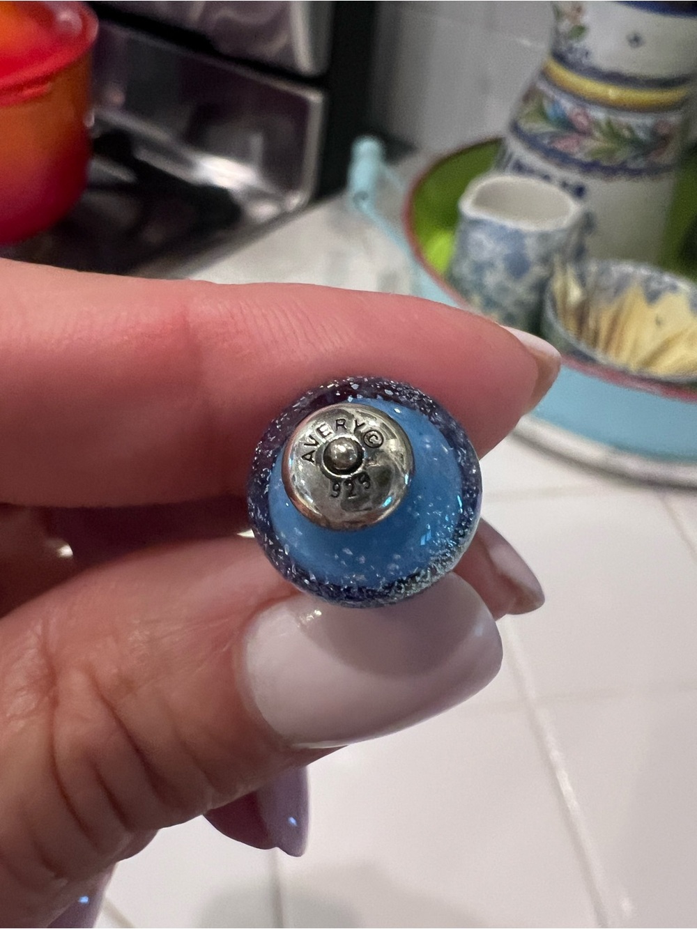 James Avery retired Heavenly Angel blue glass art finial charm - Picture 4 of 4